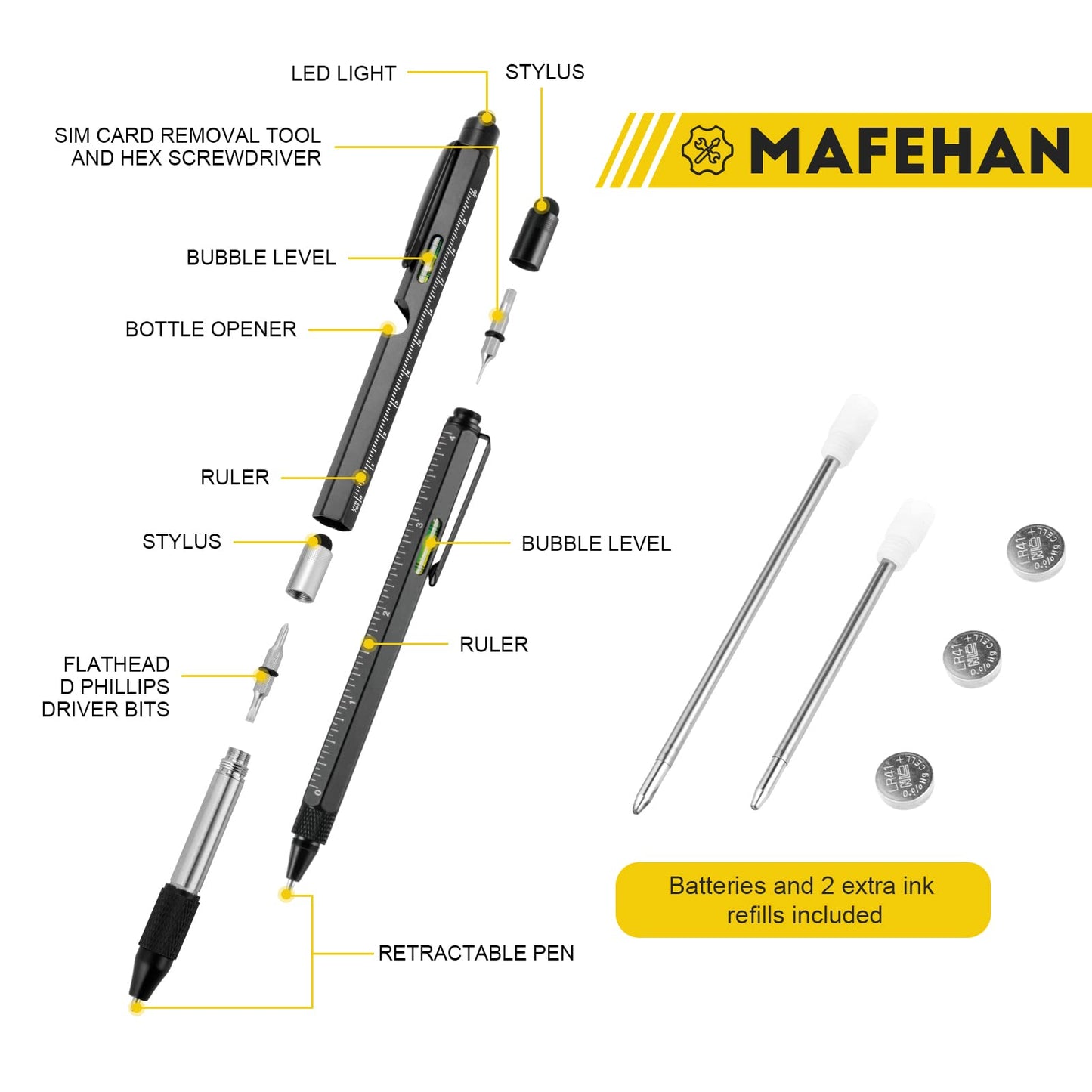 Father's Day Dad Gifts from Daughter Son Wife, 10 in 1 Multitool Pen, Gifts for Men Who Have Everything, Cool Gadgets for Men, Unique Tools for Dad