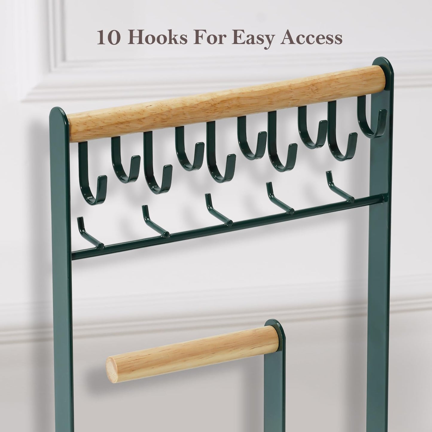 ProCase Jewelry Stand Holder Organizer, 5-Tier Necklace Holder with Ring Tray, 15 Hooks Necklaces Hanging Small Jewelry Display Storage Tower Tree for Bracelets Earrings Watches -Large, Green