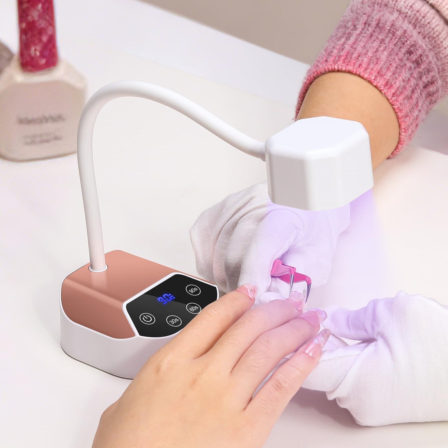 UV LED Nail Lamp 36W – Mini Cordless Flash Cure Gooseneck UV Light for Gel X Nails Portable USB 50mW/cm² Rechargeable Nail Dryer with 12 LEDs, Auto Sensor, 4 Timers & LCD Display for DIY Home Manicure