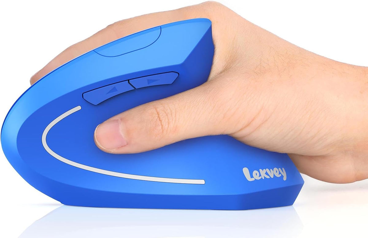 Lekvey Ergonomic Mouse, Vertical Wireless Mouse Rechargeable 2.4G USB Optical Carpal Tunnel Mice : 3 DPI 800/1200/1600 Levels 6 Buttons, for Laptop, PC, Computer, Desktop, Notebook etc, Blue