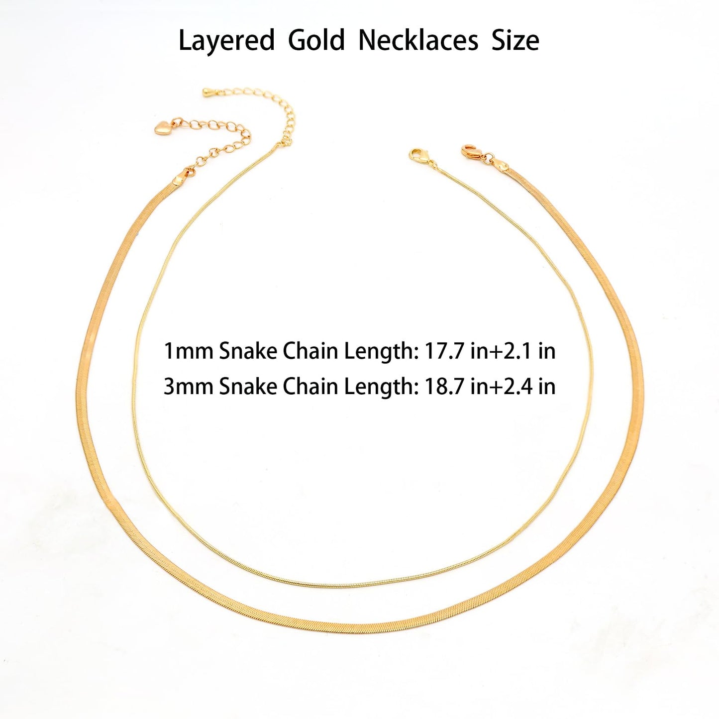 MAIKERDER Layered Necklaces for Women, 18K Gold Plated Layering Necklaces Stackable Thin Snake Chain Choker Flat Herringbone Necklace Dainty Stacking Simple Gold Necklace for Women Trendy Non Tarnish