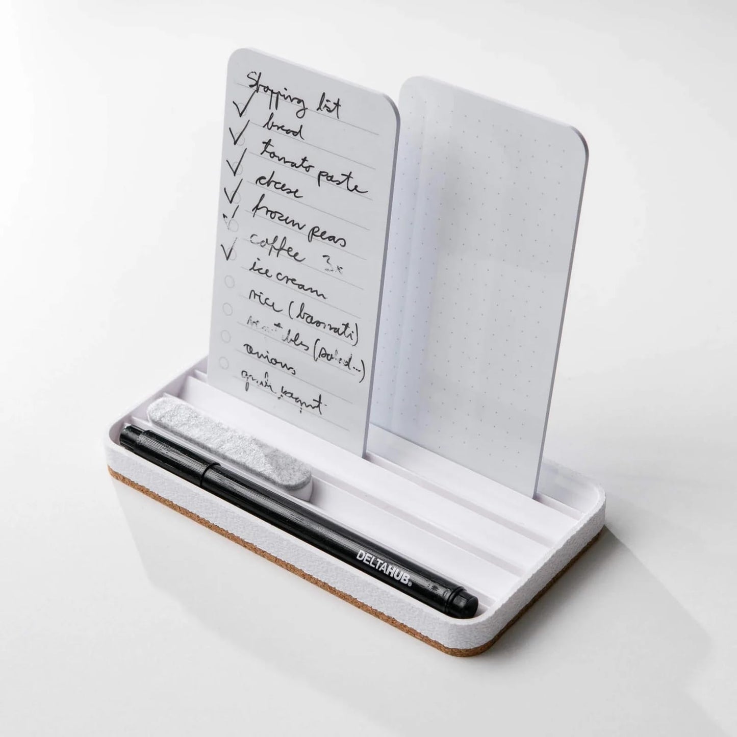 DeltaHub Reusable To-Do List for Desk - Dry Erase Daily Planner with 2 Cards, Marker & Eraser - Minimalist Desktop Organizer for Office, Work from Home - Analog Productivity Tool (White)