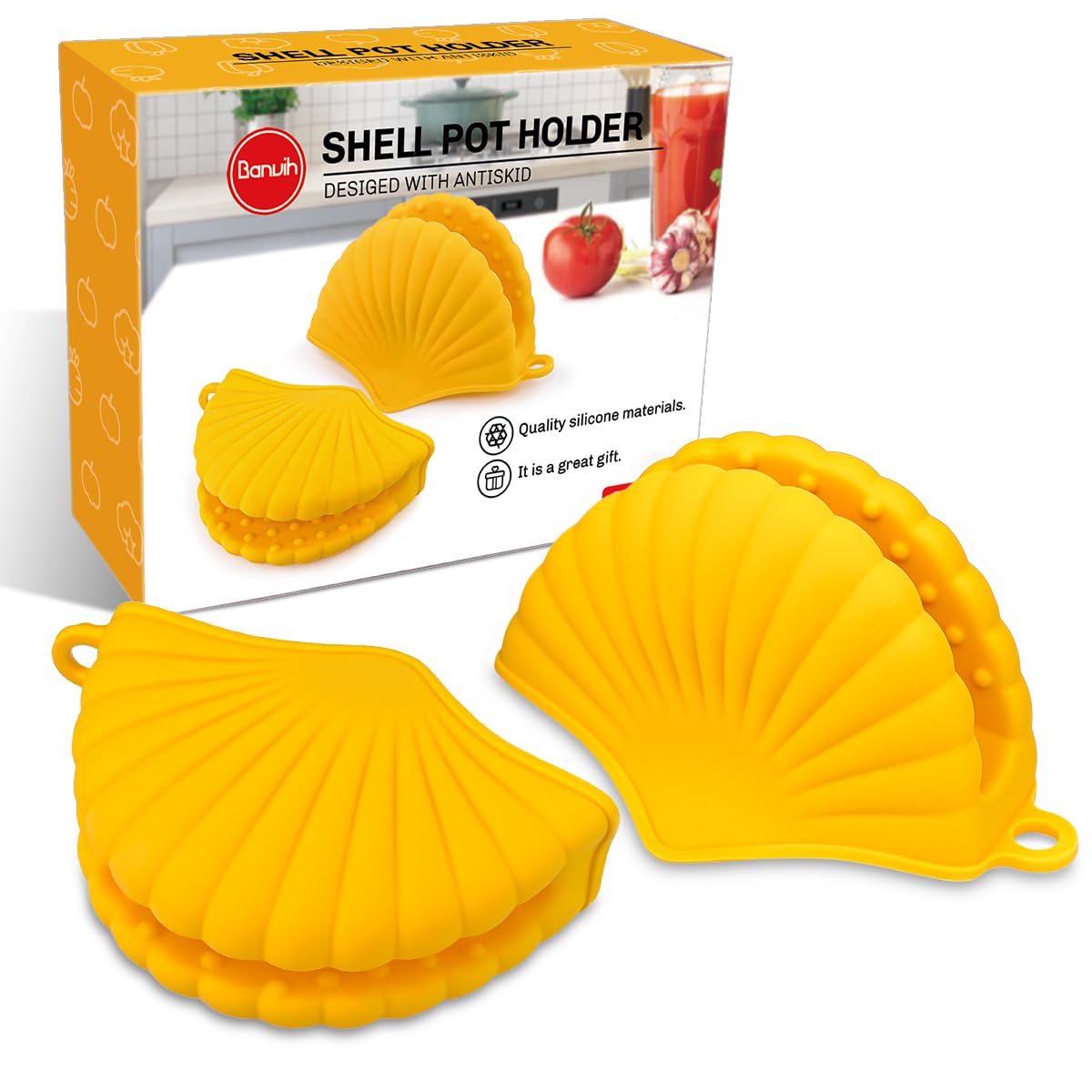Silicone Shell Pot Holders - Valentines Day Gifts for Her,Cute Kitchen Gadgets Birthday Gifts for Women