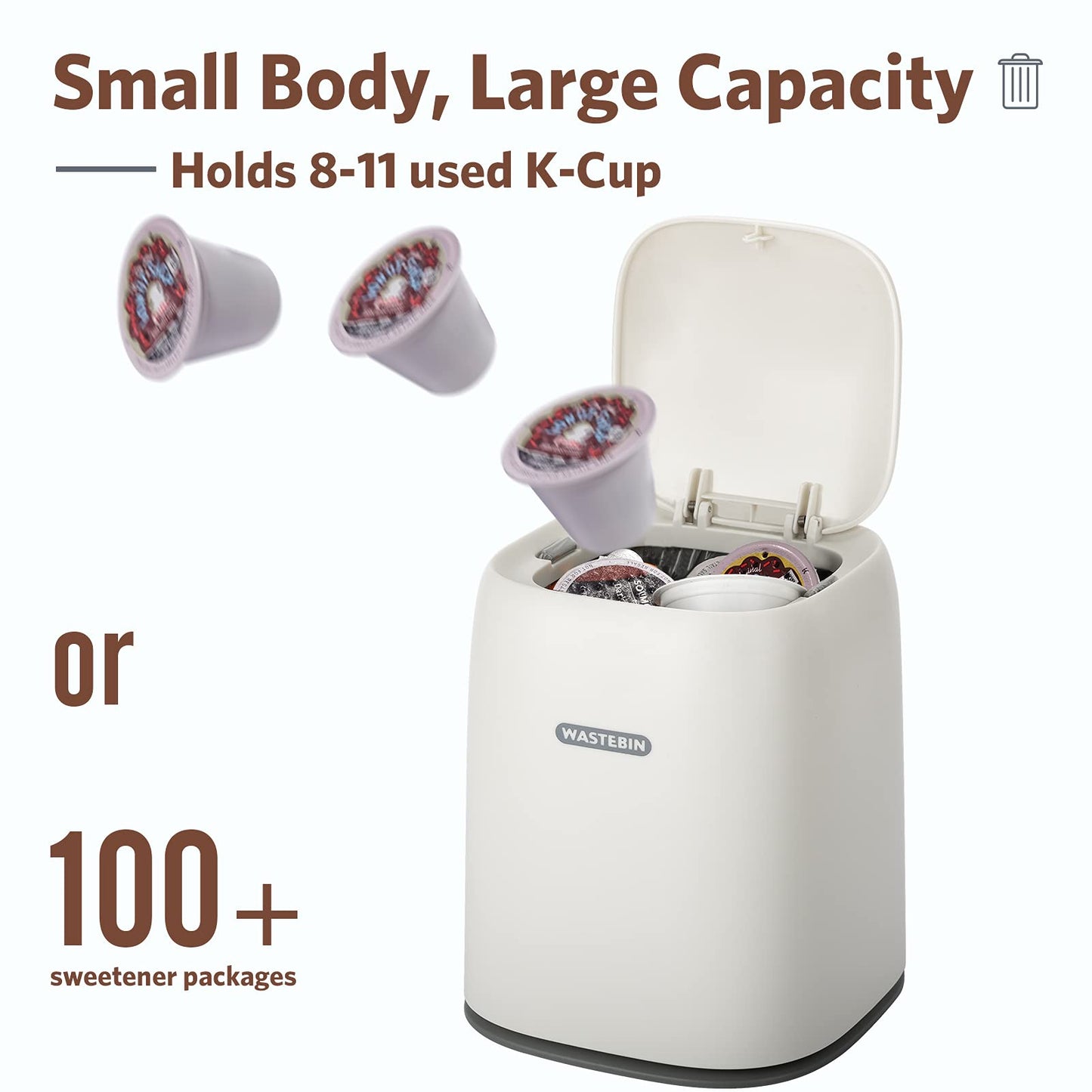 XCX Mini Countertop Trash Can with 3 Rolls of Trash Bags, Waste Can with Press Type Lid, 1.5 L / 0.40 Gal Wastebasket Dispenser, Bin for Coffee Table, Bathroom Vanity Top (White)