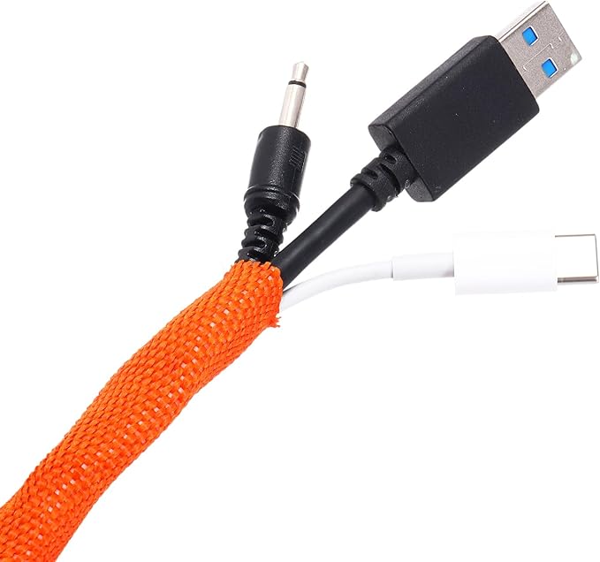 MECCANIXITY Braided Cable Sleeves Heat Shrinkable Fabric Sleeving, 1 9/16" 3ft Orange 2:1 Ratio Heat Shrinkable Cord Protector for Harness Cable, Network Cable Protection, Cable Management