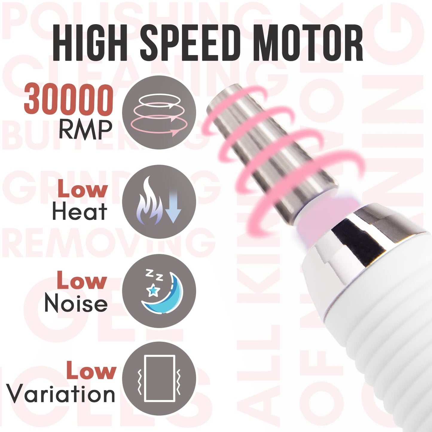 Makartt Nail Drill, Rechargeable Nail E File 30000RPM Electric Nail File, Malory Pink Portable Gel Nail Remover Machine with Nail Drill Bits & Sanding Bands for Manicure Salon Home Use