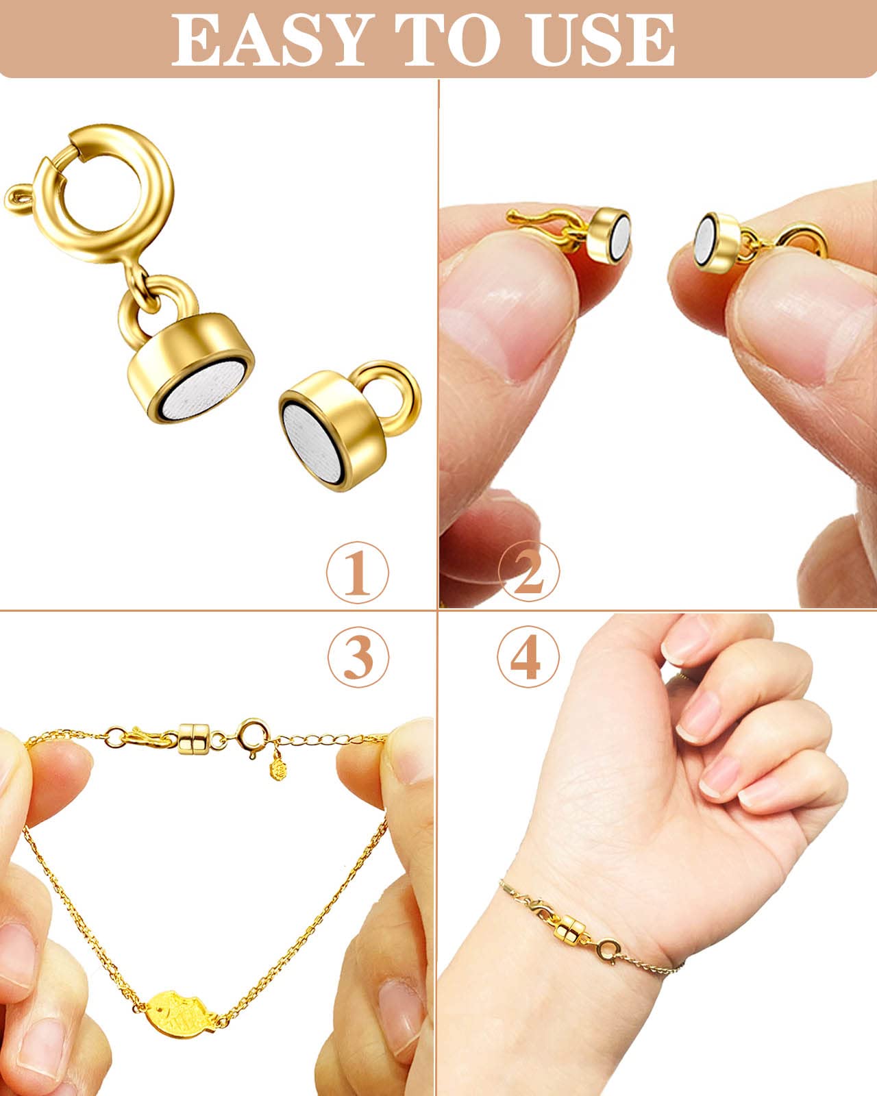 Dailyacc Magnetic Necklace Clasps and Closures - Safety 14 K Gold and Silver Jewelry Converters for Bracelets Chain Extender