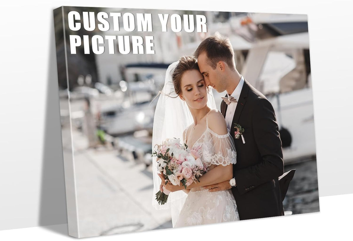 Personalized Custom Canvas Prints with Your Photos & Text, Customized Picture Print, Transform Own Images Into Framed Wall Art Digitally Printed Photo to Canvas, Keepsakes Gifts for Family 24x18’’