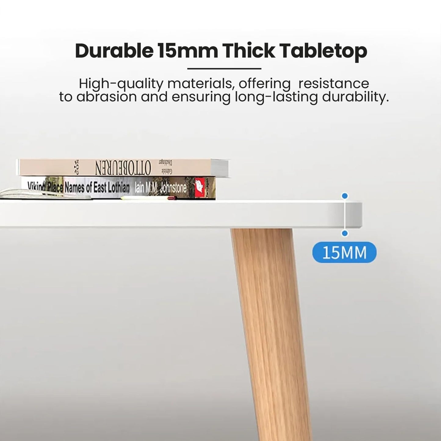 SRIAA Modern White Wooden Computer Table, 40" L x 20" W x 30" H inches – Durable and Stylish Desk for Home Office, Bedroom, or Study
