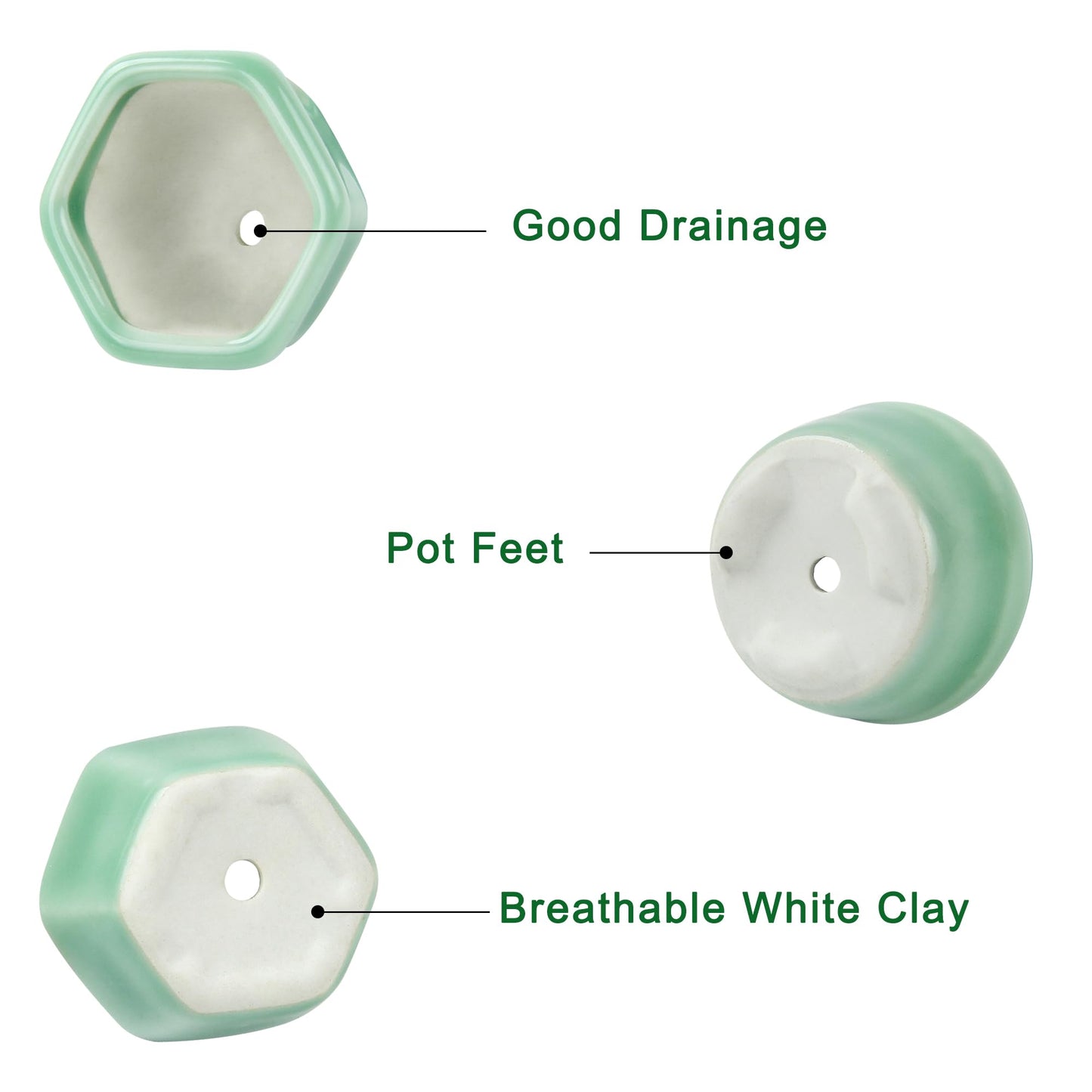 Bonsai Planter 1.8 inch (4.5cm) Mini Succulent Glazed Pots Set of 18 Green