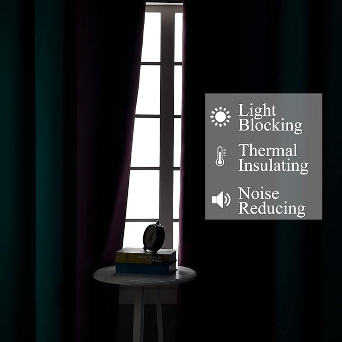 Teal Blackout Curtains 84 Inches Long, Ombre Purple Blackout Curtains for Bedroom, Grommet Thermal Insulated Gradient Drapes, Full Light Blocking Curtains for Kids Room,52x84 Inch, 2 Panels