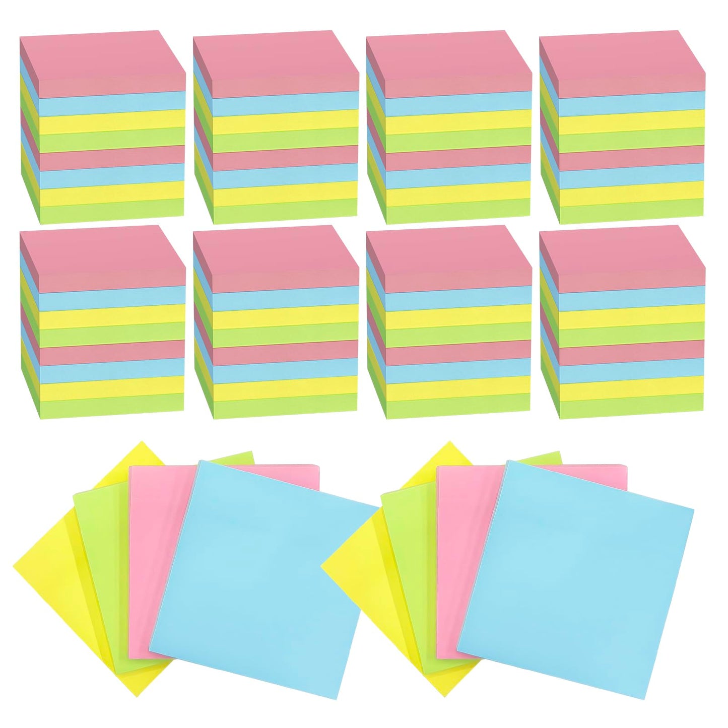 Sowhatsowoo 120 Pads 3x3 Inch Sticky Notes Bulk Bright Colors Self Stick Pads Small Note Pads Memo for Office School Teacher Meeting Home Supplies 50 Sheets/Pad Total 6000 Sheets
