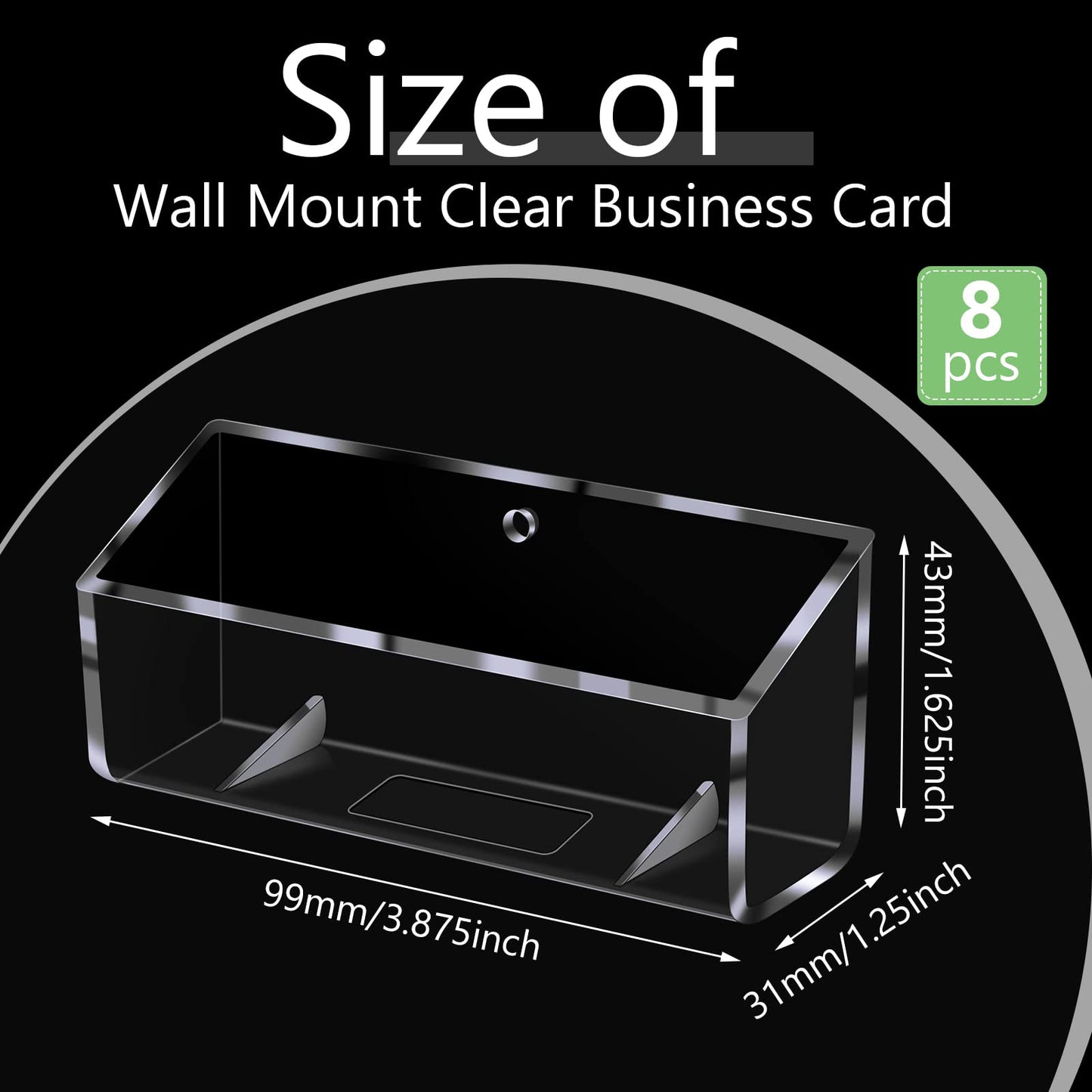 Eersida 8 Pcs Business Card Holder Wall Mount Clear Acrylic Display Stand for Office Desk Fits Standard Size Business Cards - Plastic Support Parts Need to Be Assembled at the Bottom