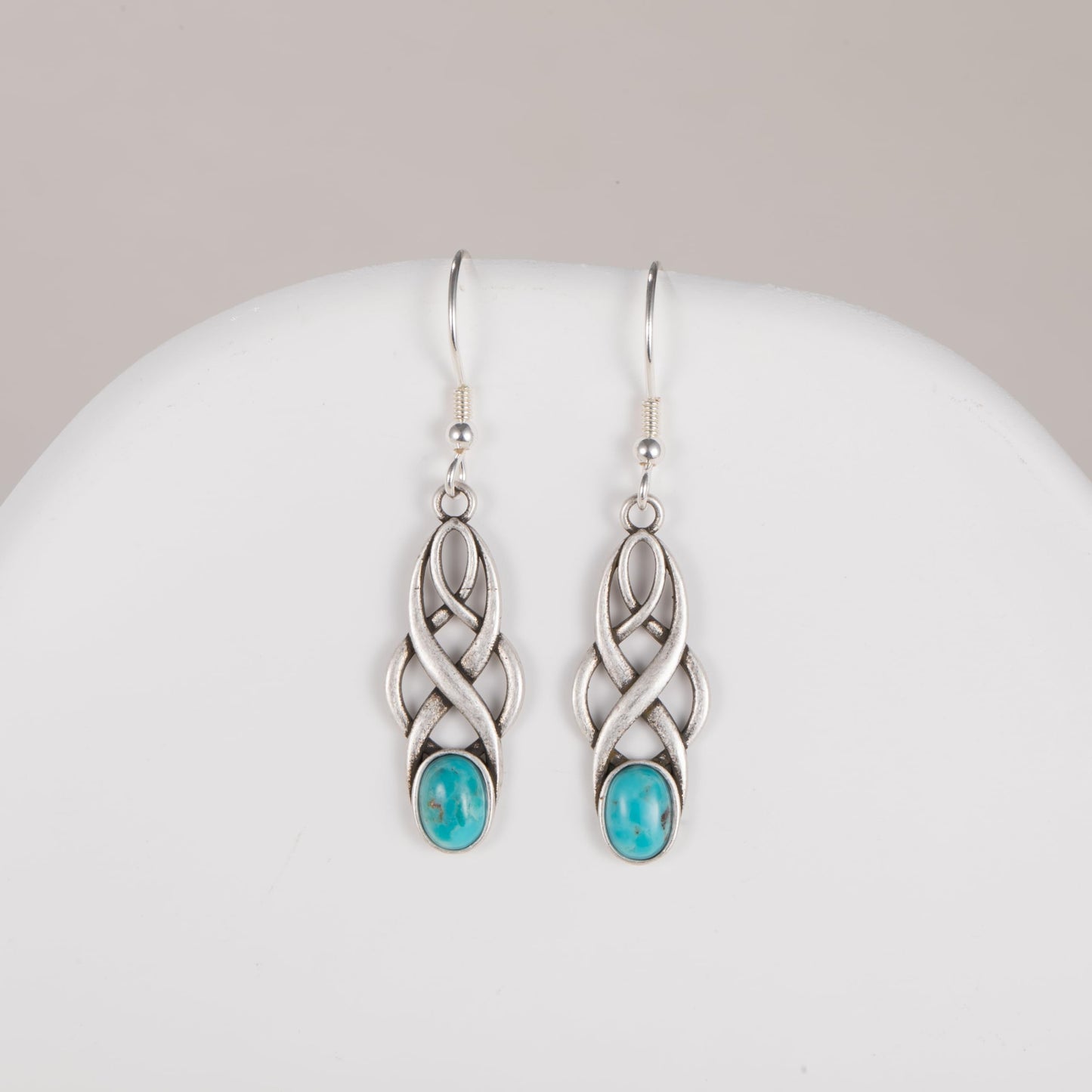 Tungstory Turquoise Earrings Sterling Silver Lightweight Celtic Dangle Earrings Celtic Jewelry for Women