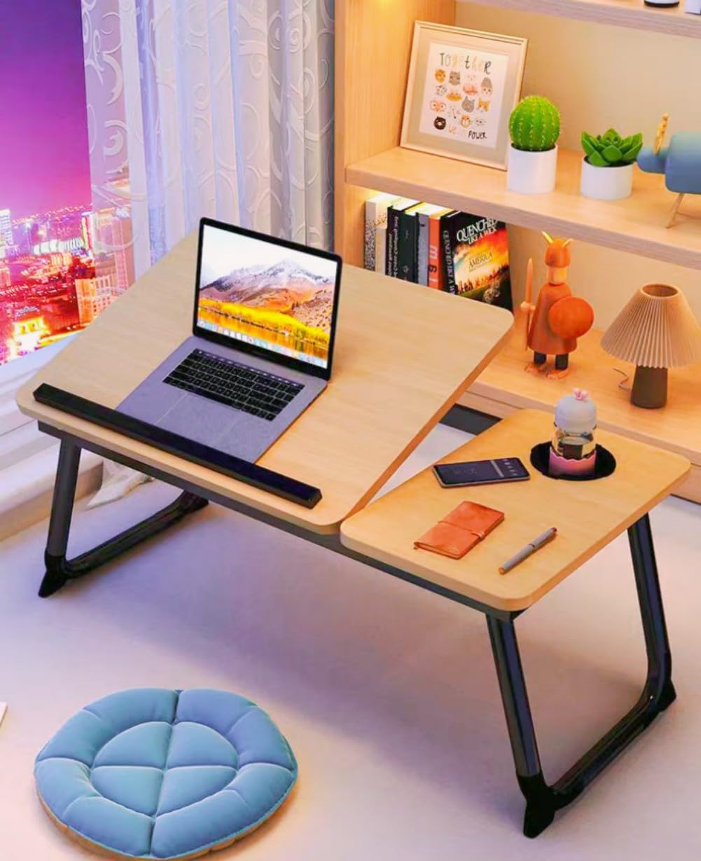 Adjustable Laptop Desk for Bed,Bed Table for Laptops,Laptop Stand for Beds,Lap Desk Foldable Bed Desk for Laptops and Writing,Portable Beds Tray Table with Cup Holder