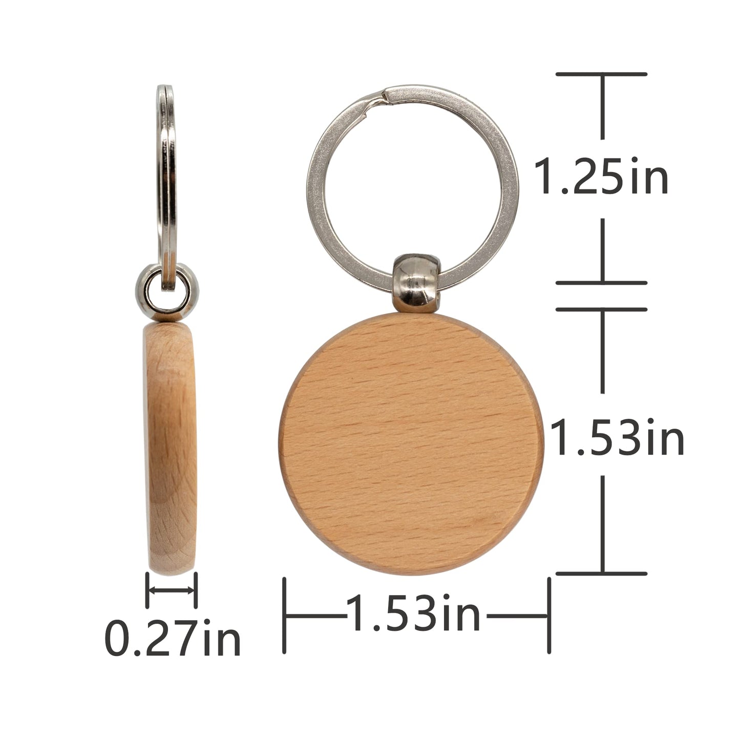 TFoRibbon 50 Pcs Wood Engraving Blanks Wooden Blank Keychains (Round) TFoRibbon00057