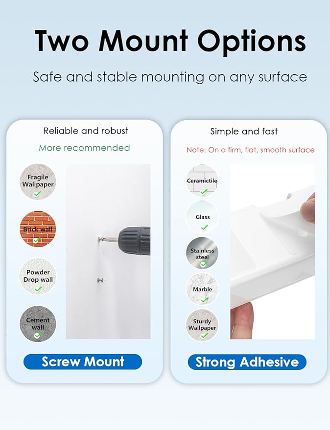 Modern Acrylic Wall Mounted Electric Toothbrush Holder with Hidden Cable Management - Space-Saving Bathroom Organizer for Shower-Safe, Waterproof Adhesive Mount No Drill-White
