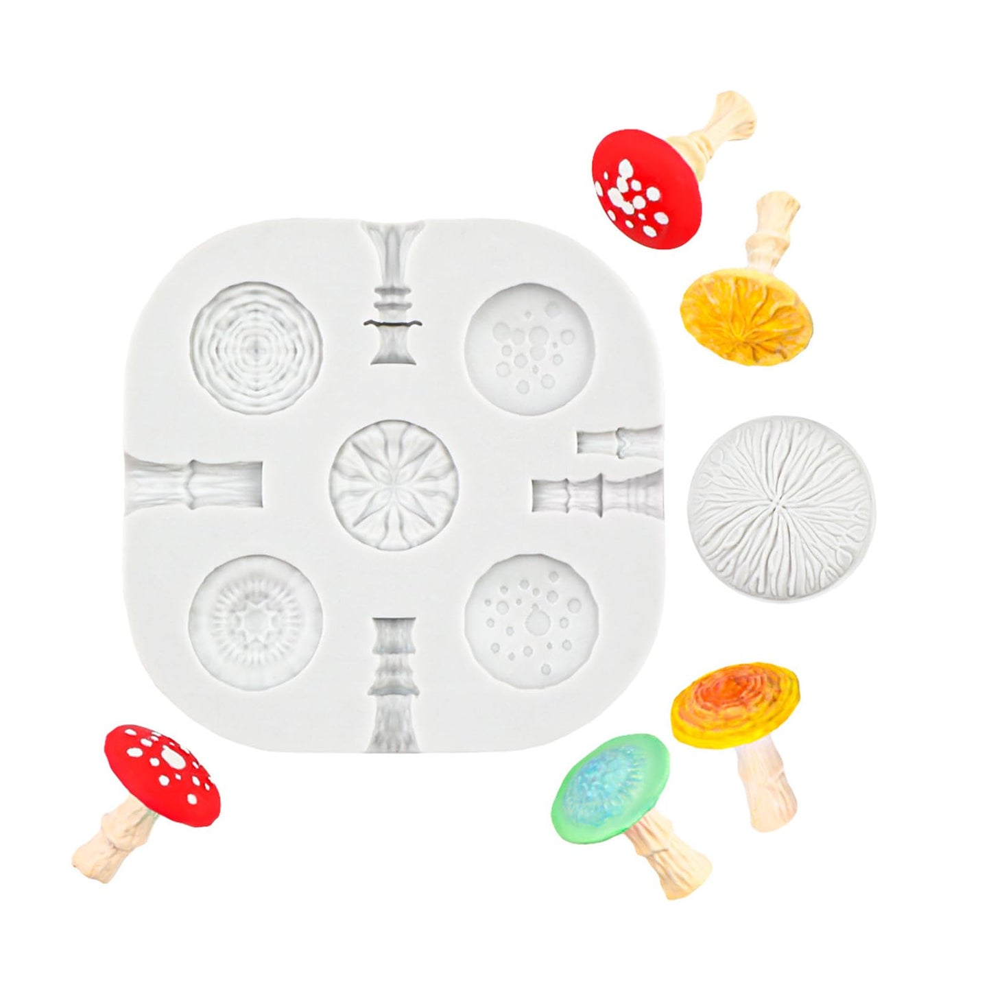 3 Pcs Mushroom Polymer Clay Silicone Mold, Miniature Polymer Clay Molds, 5 Shapes 3 Sizes Vivid Mushroom Polymer Clay Tools for Jewelry Making, Earrings Decoration, 3D Mold, Cake Decoration Pieces