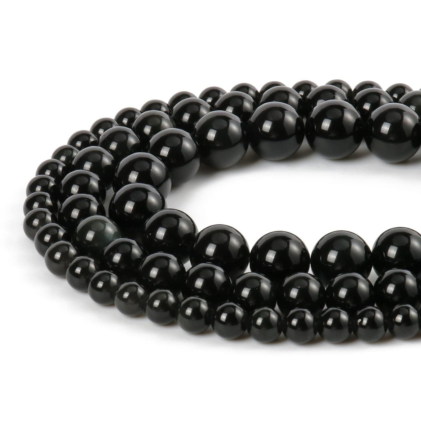 About 60pcs 6mm Natural Stone Beads Black Obsidian Beads Crystal Gemstone for Jewelry Making, DIY Bracelet Necklace