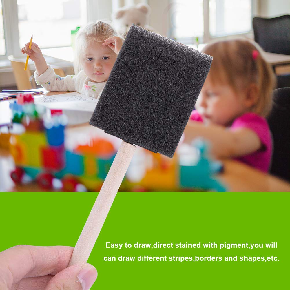 conda 50 Pack 0.5"-2" Different Size Assorted Foam Brush Set Wood Handle Paint Brush Set- Lightweight, Durable, Great for Acrylics, Stains, Varnishes