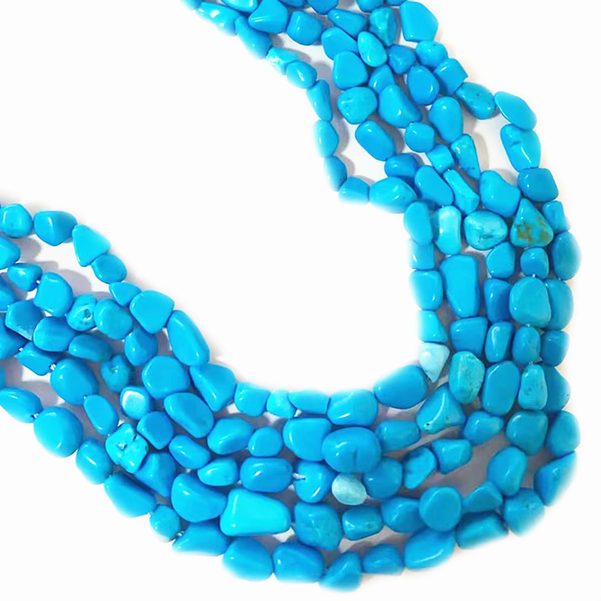 jodaying 6-8mm Natural Blue Turquoise Nuggets Oval Free Tumbled Pebble Semi Precious Gemstone Loose Stone Beads Approx 15.5 inch for DIY Jewelry Making