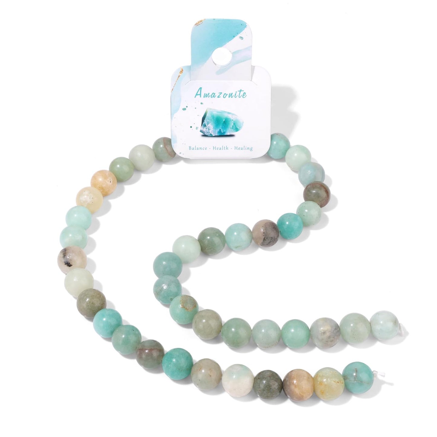 40pcs 10mm Natural Amazonite Gemstone Beads Healing Crystal Round Loose Stone Beads for Jewelry Making, Crystal Stone Beads for Bracelets Necklace Earrings Making