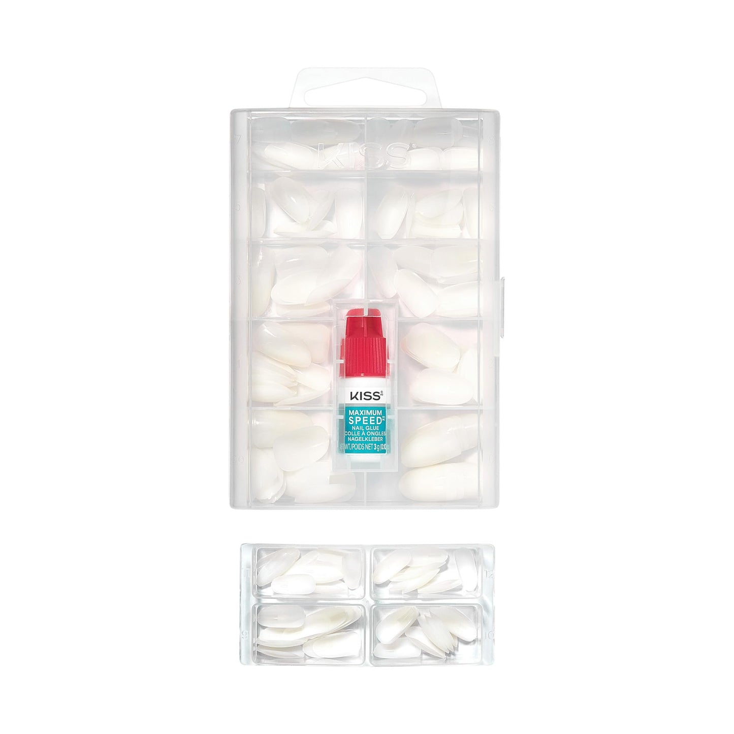 Kiss PROFESSIONAL, Press On Nails, Nail glue included, 'Earthly', White, Medium Size, Round Shape, Includes 140 Nails, 3g Glue