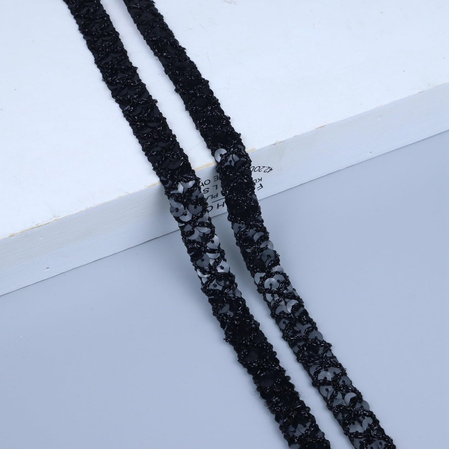 SEWDIYTR Sequin Lace Trim Gimp Braid Lace Ribbon Glitter Sequin Trim for Crafts, Embellishments, Costume Accessories 10 Yards (Black)