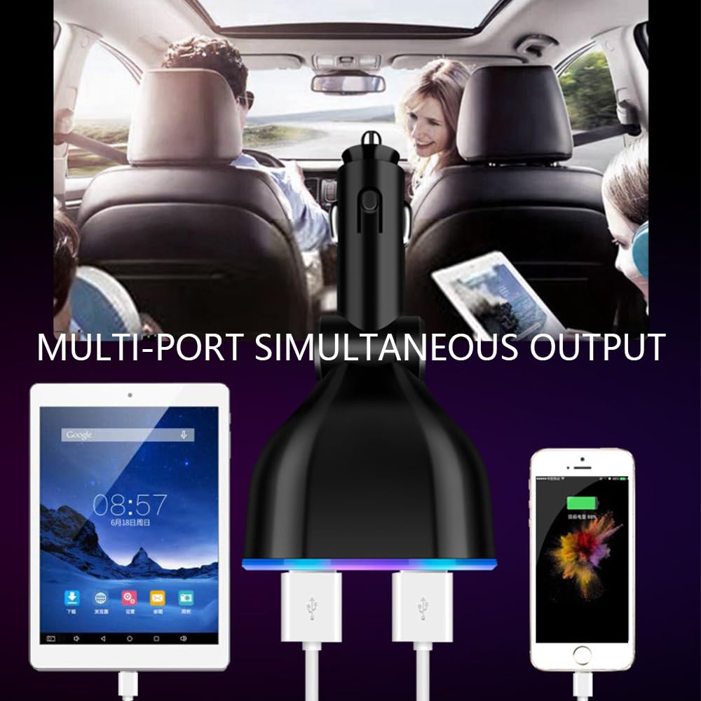 5 Port Cigarette Lighter Splitter,QC3.0&PD 20W Super Fast Car Charger with Dual Cigarette Lighter Plug with LED Voltmeter Compatible with iPhone 15 Pro iPad Dash Cam GPS (PD+QC+2.4A) 2Pcs