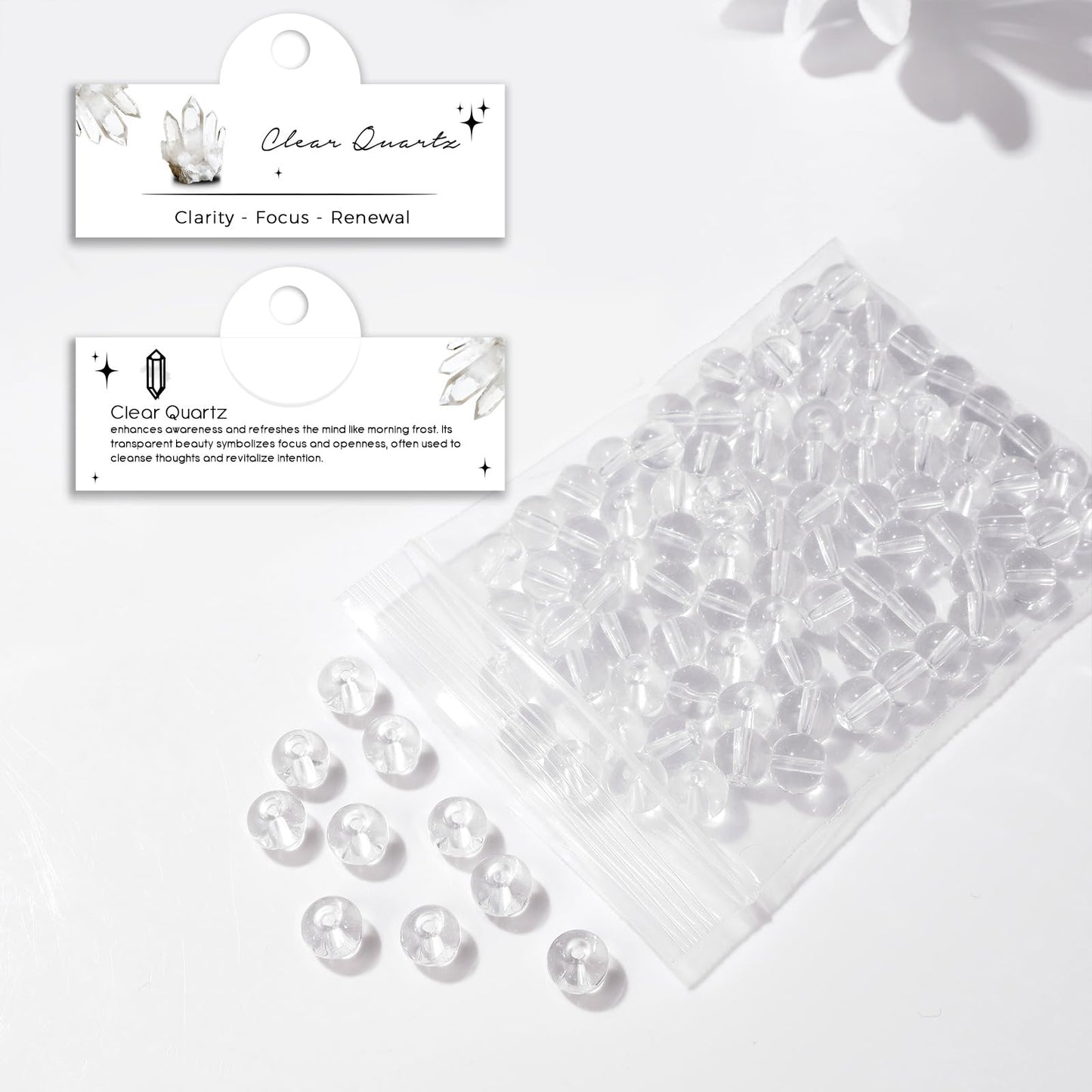 Raicegs 100pcs 8mm Clear Quartz Beads Natural Gemstone Beads Round Loose Beads for Jewelry Making DIY Bracelets Necklace