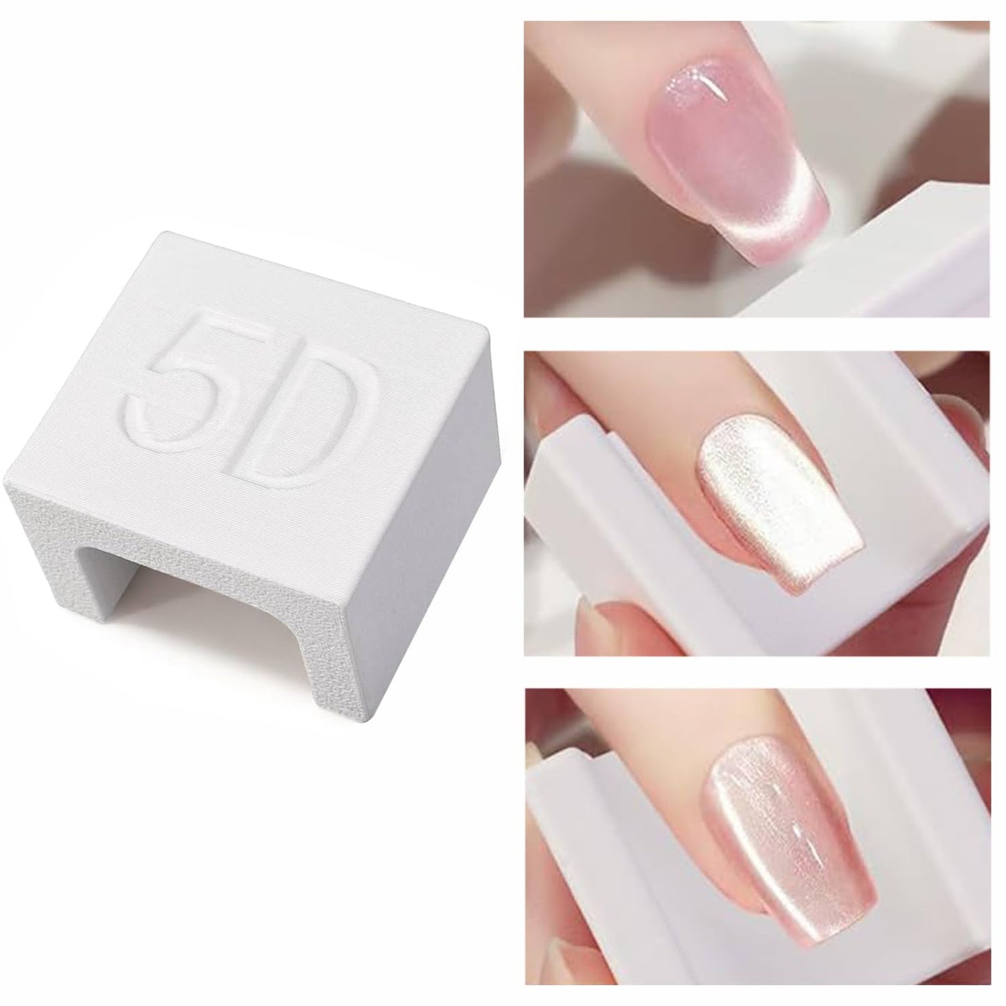 2Pcs 5D Cat Eye Nail Magnet, Strong U-Shape Cat Eye Gel Polish Magnet Tool, Professional Nail Art Magnet Block for Creating 3D/5D Cat Eye, Crystal & Starry Sky Effects for Salon & DIY Manicure