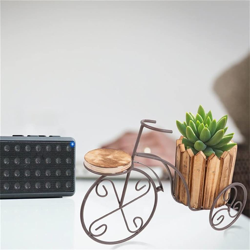 MIIKHI Wrought Iron Bike Plant Stand Rustic Style Bicycle Flower Pot Cart Holder Flower Basket (E 31.00 x 16.00 x 12.00 cm)