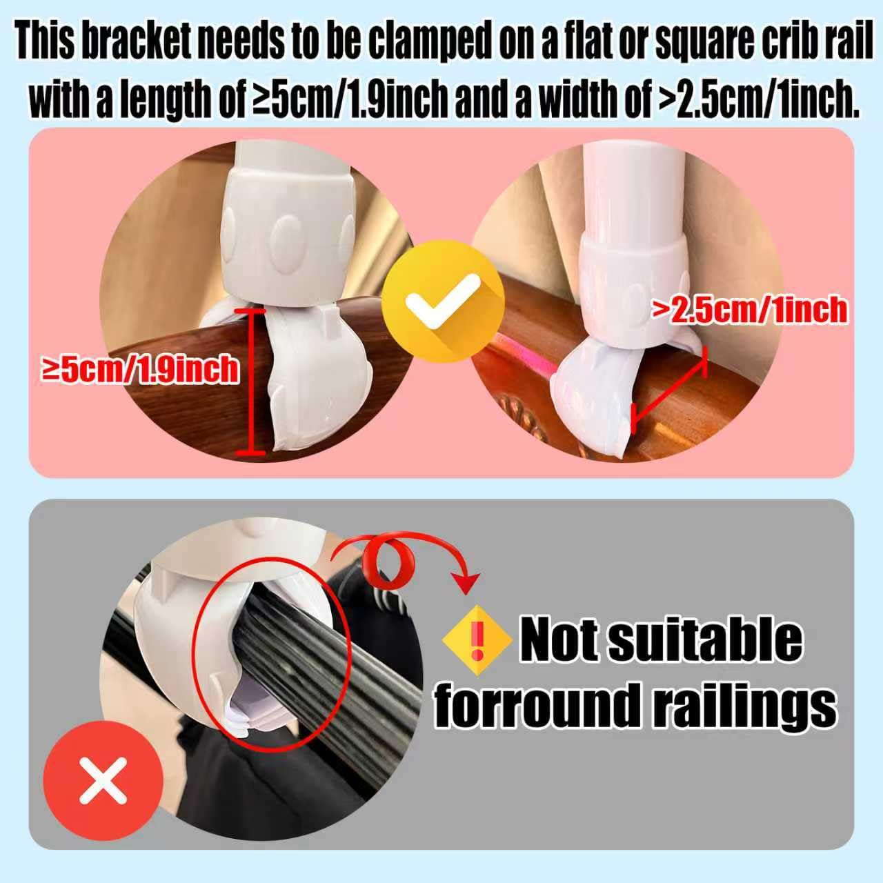 LIUDHPSP 23 inch Baby Crib Mobile Bed Bell Holder Arm Bracket, The Claw Part can be Adjusted Width-DIY Toy Decoration (Stand Without Music Box)