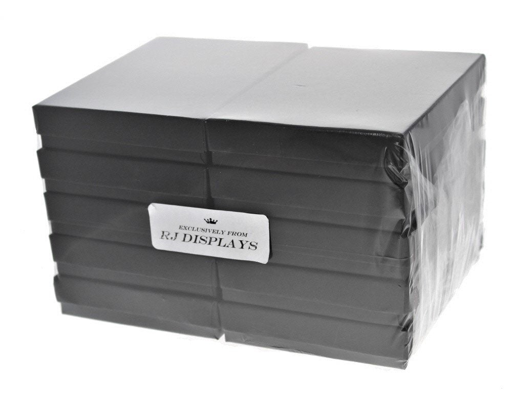 RJ Displays 10 Pack Cotton Filled Matte Black Jewelry Gift Boxes, Cardboard Jewelry Packaging Boxes for Necklaces, Bracelets and Watches, Retail Display Gift Boxes Size 7 x 5 x 1-1/8 Inch