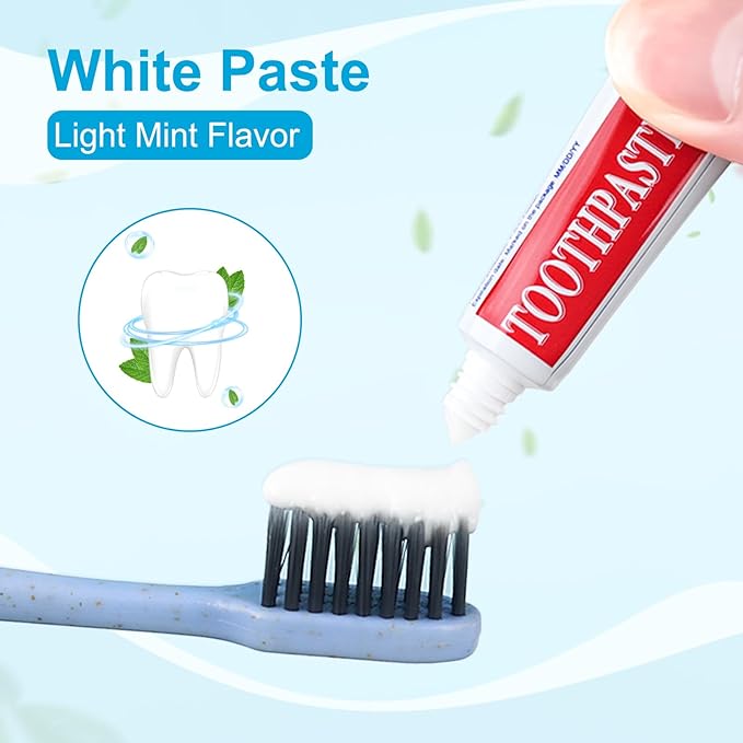 10 Tubes Travel Size Toothpaste in Bulk, Disposable Mini Mint Compact Small Pocket Size Essential Toothpaste for Vacation Hotel Shelter Homeless Nursing Home Charity Camping Single Use 0.17 oz/ 5g