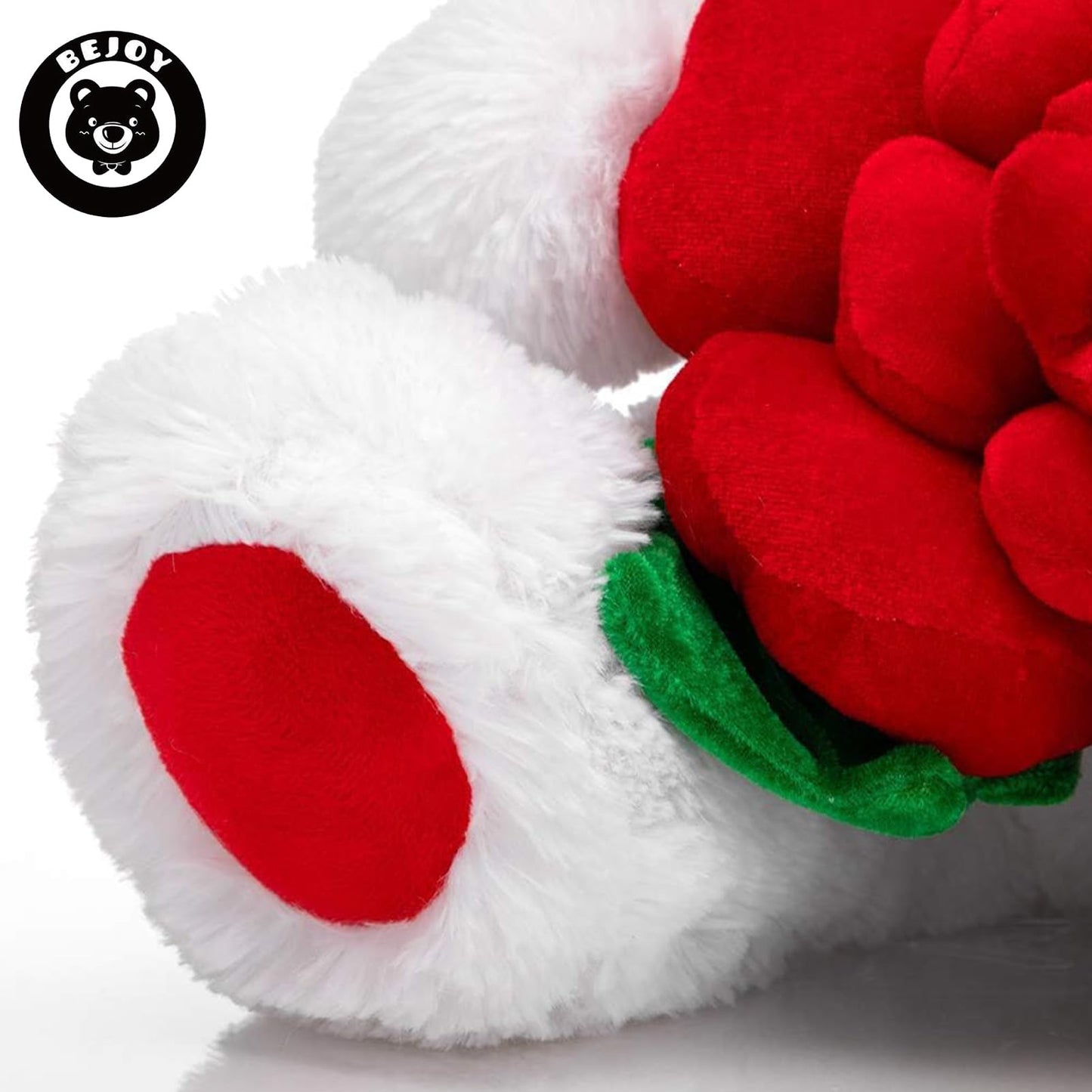 BEJOY Teddy Bear Stuffed Animals Plush Bear Holding Rose Soft Plush Toy Gifts 16 inches White