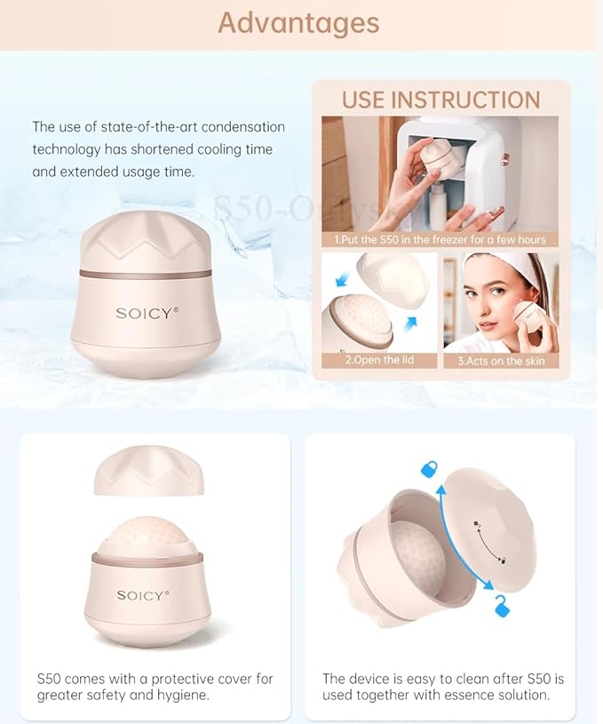 ONLYSKY BEAUTY Ice Roller for Face Body Massager Cold Massage Tools Facial Roller Women Gift （ Plastic）