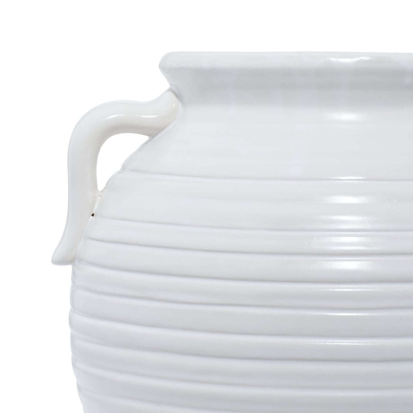 Deco 79 Ceramic Indoor/Outdoor Small Planter Pot with Handles, 9" x 8" x 10", White