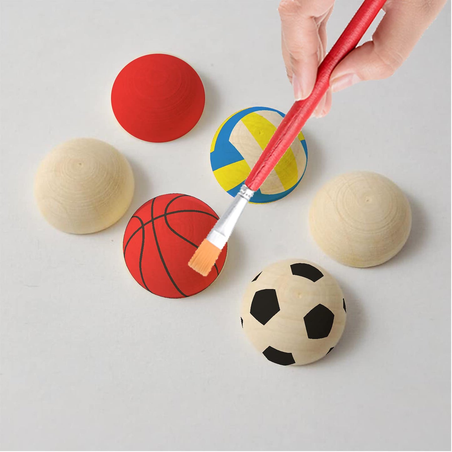 ANZKA 300pcs Small Half Beads for Crafts Wooden, 15mm Flat Wood Balls, 0.6 inch Diameter Wooden Hemisphere Bulk, Natural Half Sphere Ornaments