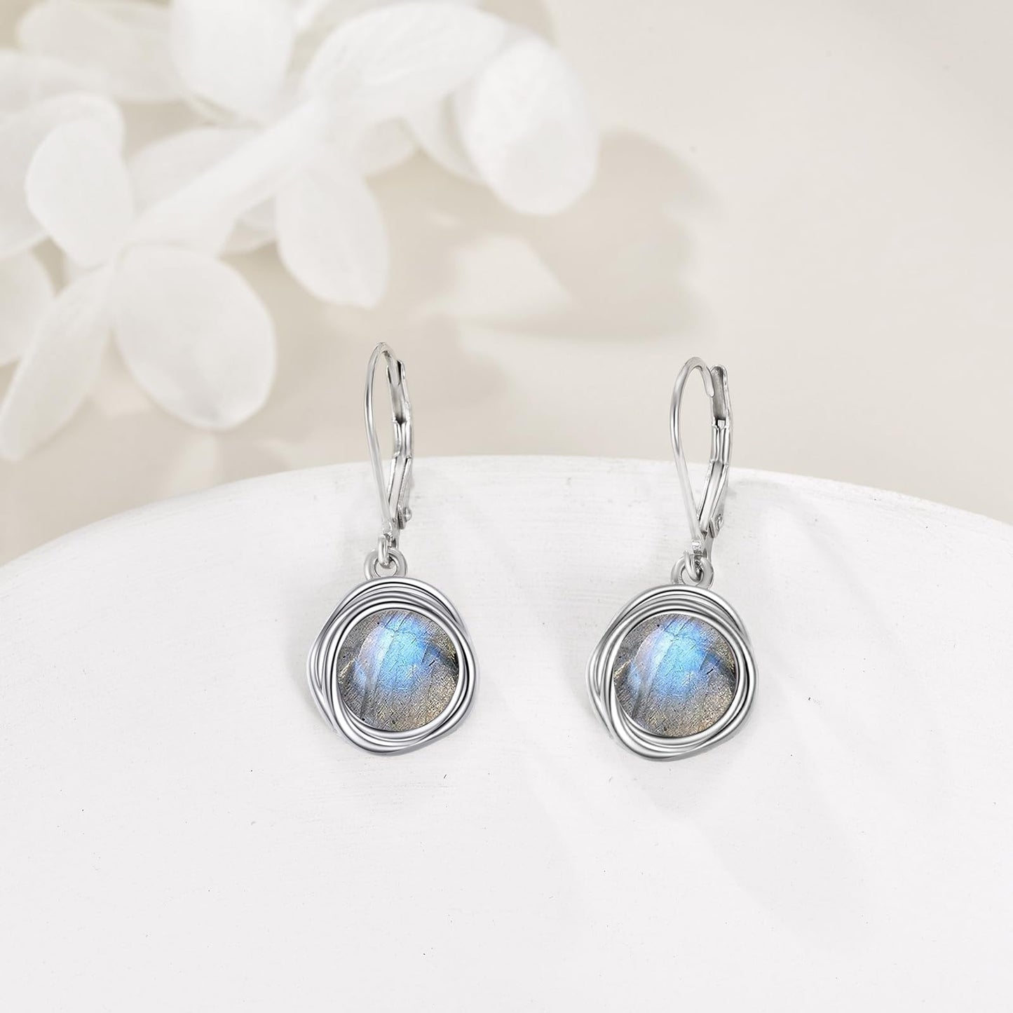 POPLYKE Labradorite Earrings Dangle for Women 925 Sterling Silver Leverback Earrings for Women Labradorite Jewelry Birthday