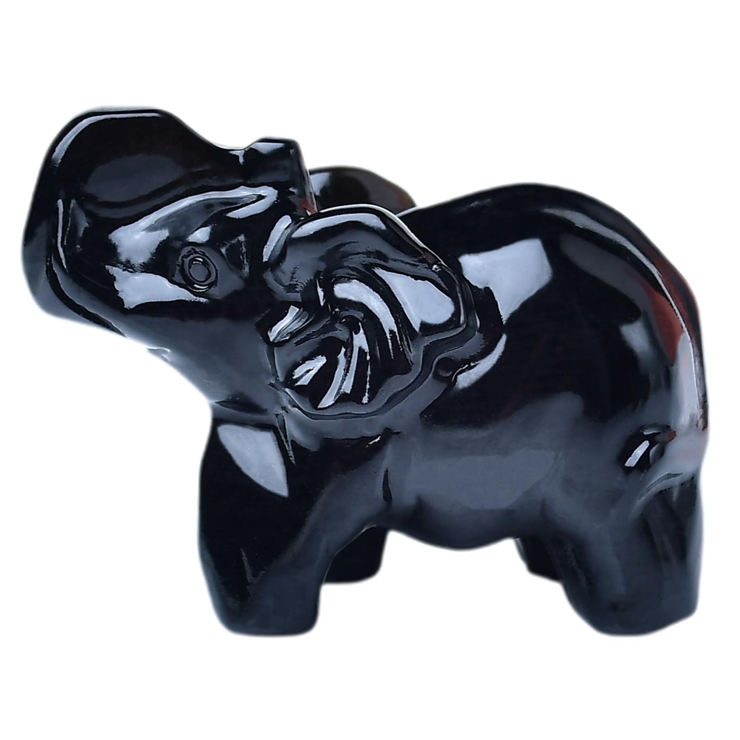 WUYOUSHI Obsidian Crystal Elephant Statue 2" Healing Crystal Handmade Figurine Lucky Guardian Pocket Statues Reiki Meditation Office Home Decoration Gift