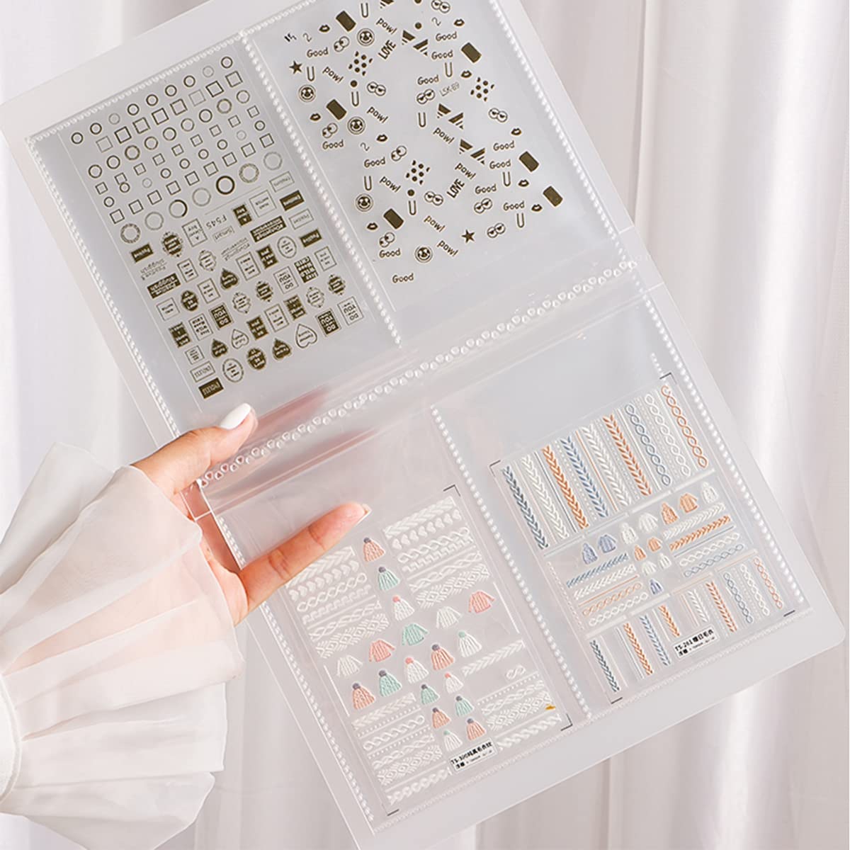 80 Slot Nail Art Sticker Storage Book - Nail Decals Organizer & Display - DIY Nail Art Design Tools