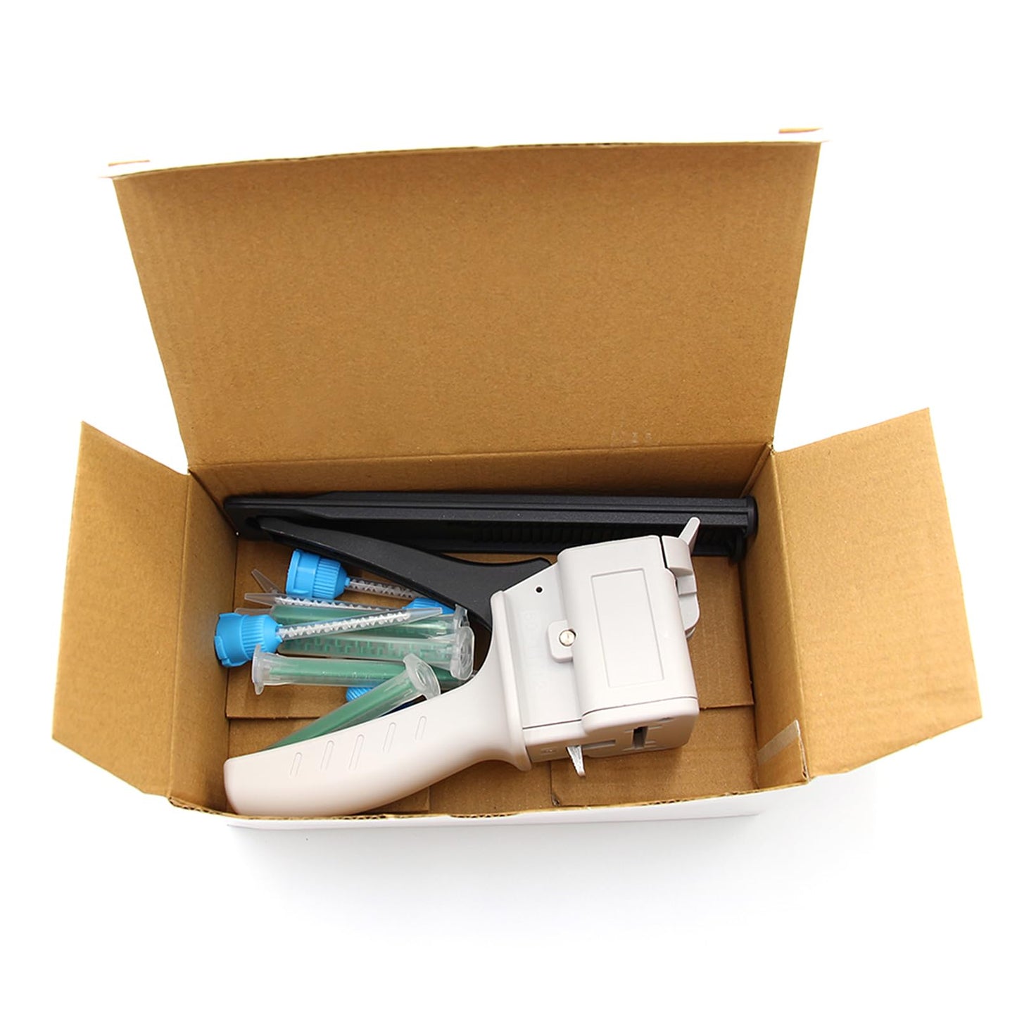 Dispensing gun 50ml two-component glue gun 1:1/2:1 epoxy glue gun epoxy gun, suitable for 1:1double cartridges, with 8pcs mixing nozzle (2:1 Dispensing gun)