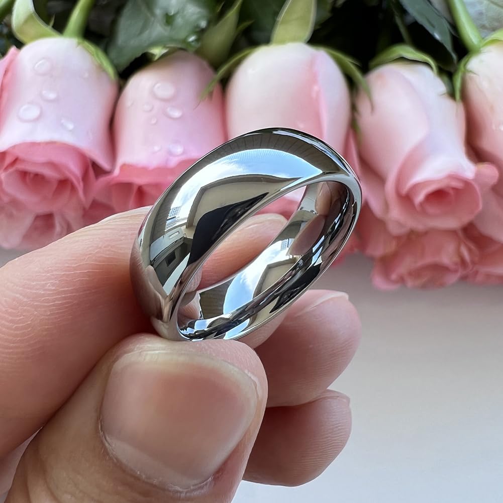 TUTISS 7mm Tungsten Carbide Rings for Men Women Engagement Wedding Bands Domed Polished Shiny Comfort Fit Size 9