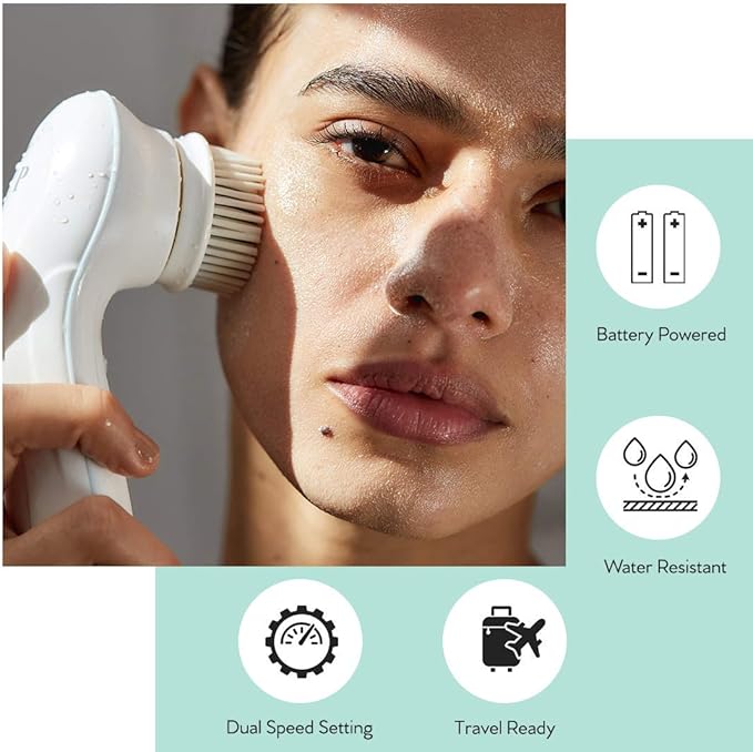 My Life My Shop Ultimate Spin Facial Cleansing Brush (Pink) Ultimate Skin Spa with 3 Interchangeable Face Brushes-Daily Cleansing, Exfoliating Brush, Silicone Brush&Protective Case