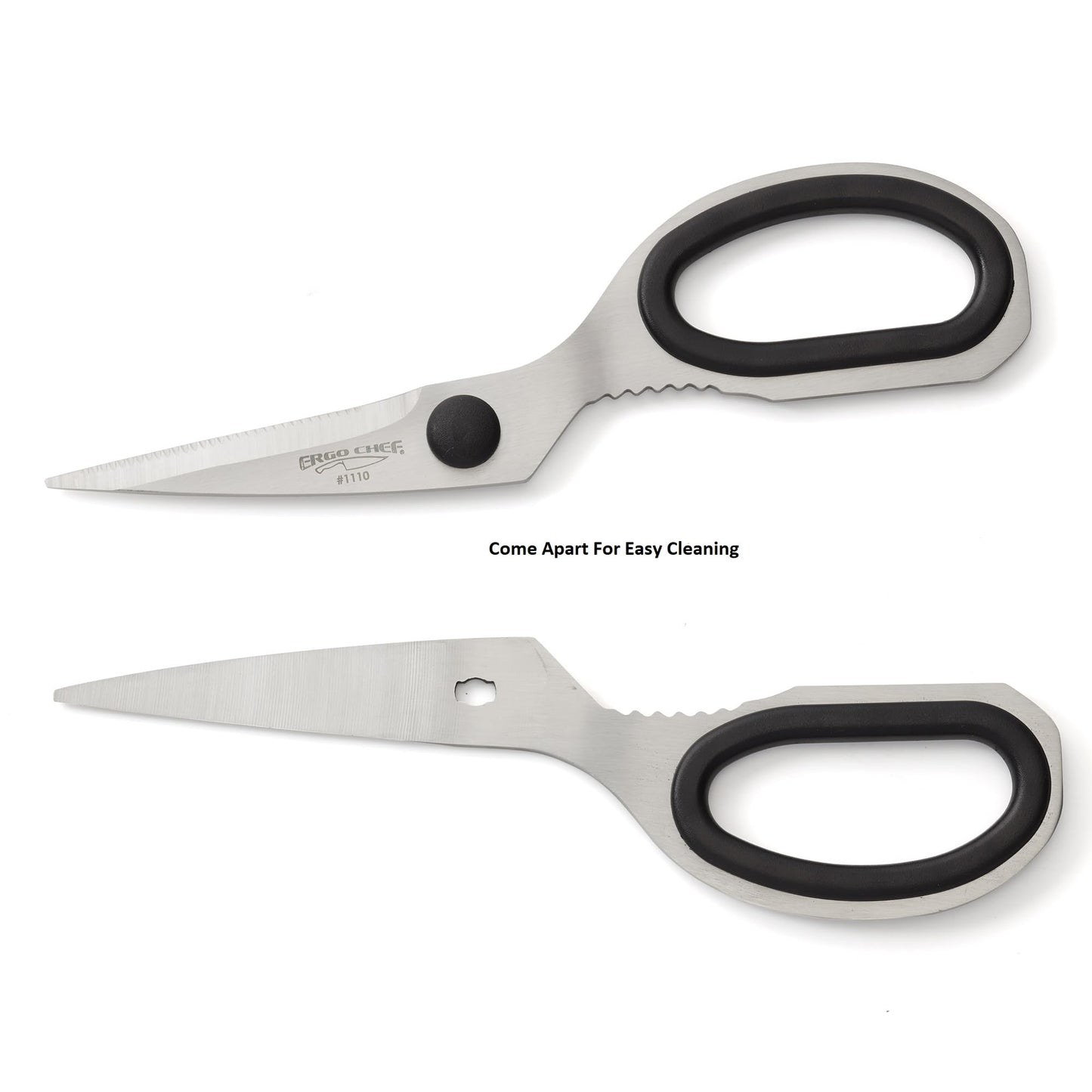 Ergo Chef All Purpose Kitchen Shears, Premium Heavy Duty Stainless-Steel Scissors, Ultra Sharp Multi-Function Poultry, Fish, Meat, Vegetables, Herbs, Plastic Packaging Come Apart Easy Cleaning