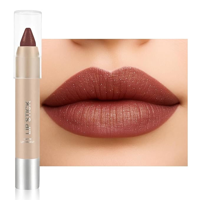 Erinde Matte Shimmer Lipstick Lip Liner Crayon for Women, 24 Hour Lipstick Lip Liner Pencil, Neutral Lipliner Waterproof Long Lasting Smudge Proof, Vegan & Cruelty-Free, C06 Cocoa Brown-Red