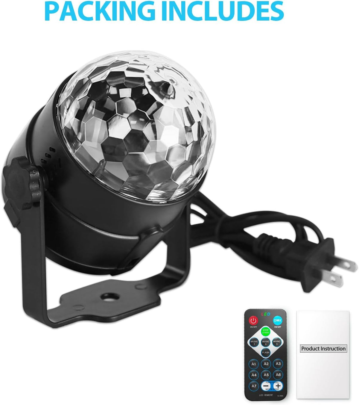 Disco Ball DJ Party Lights Sound Activated with Remote Control Strobe Lamp 7 Modes Stage Light for Home Room Dance Parties Karaoke Halloween Christmas Birthday Decorations