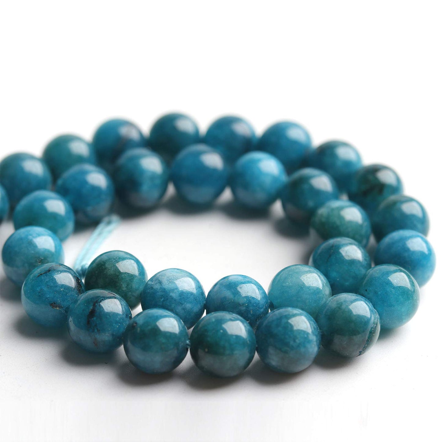 Filluck Natural Stone Beads Blue Apatite 8mm Polished Round Smooth Gemstone Beads for Jewelry Making 15 Inch(Blue Apatite,8mm)