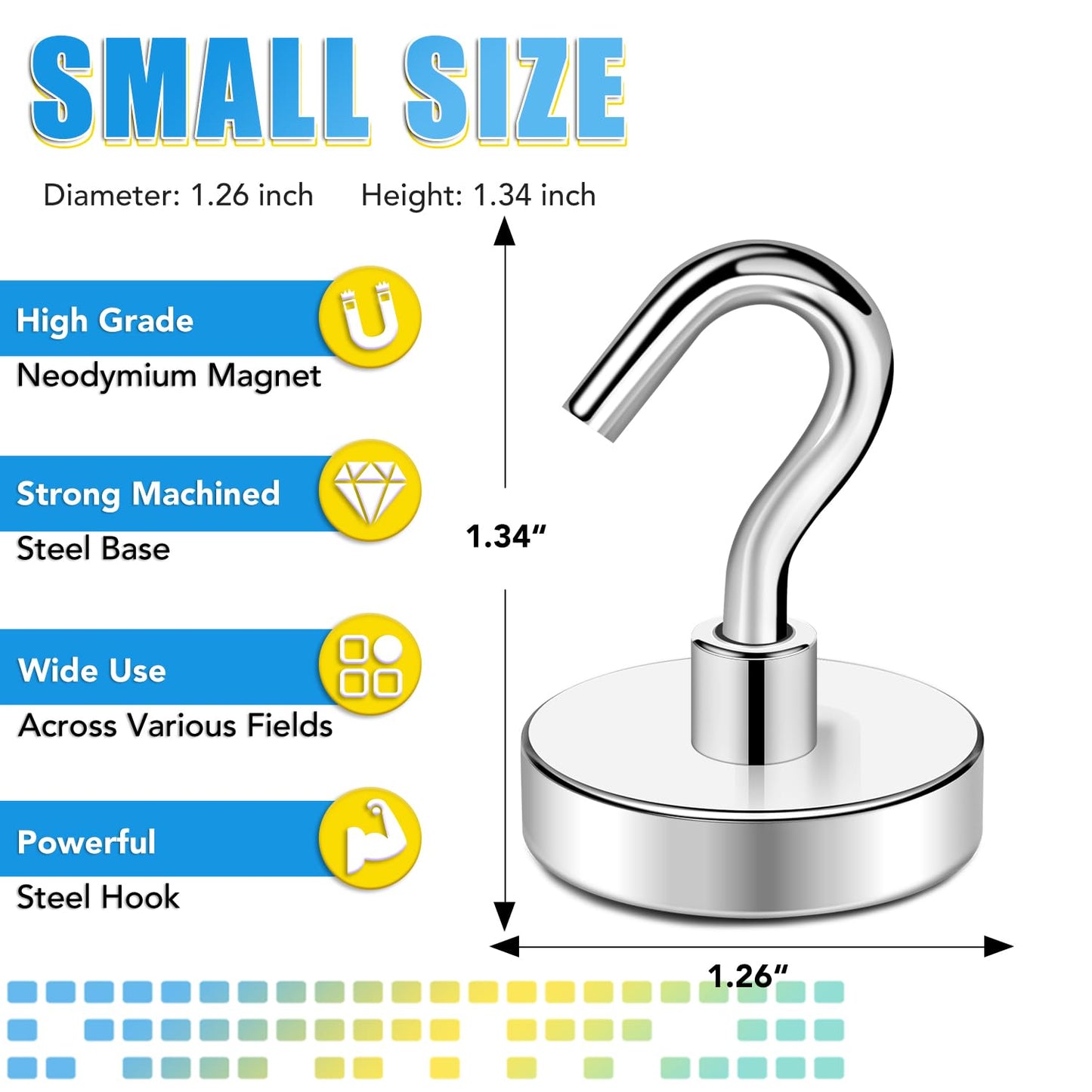 TRYMAG 12 Pack Strong Magnetic Hooks Heavy Duty, 120Lbs Strong Magnetic Hooks for Cruise Cabins, Neodymium Magnets with Hooks for Hanging, Earth Magnets with Hooks for Office, Grill, and Toolbox